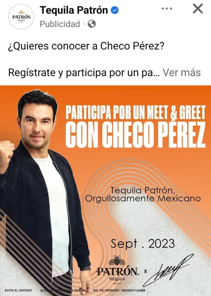 Tequila Patrón te invita a conoer a Checo Pérez, ejemplo de su convocatoria