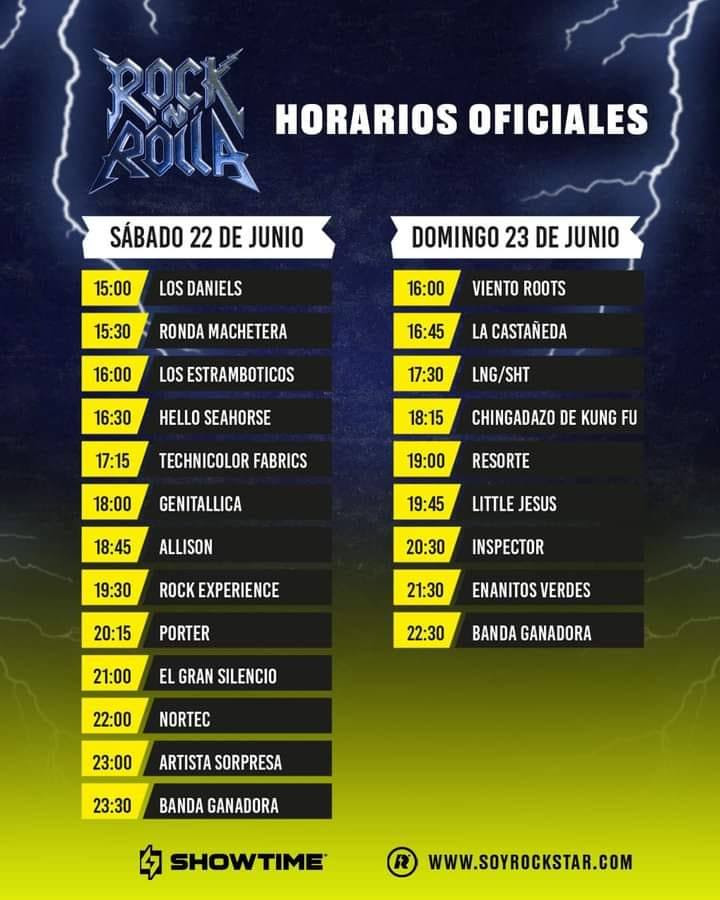 Horarios bandas Rock N’ Rolla Guadalajara 2024