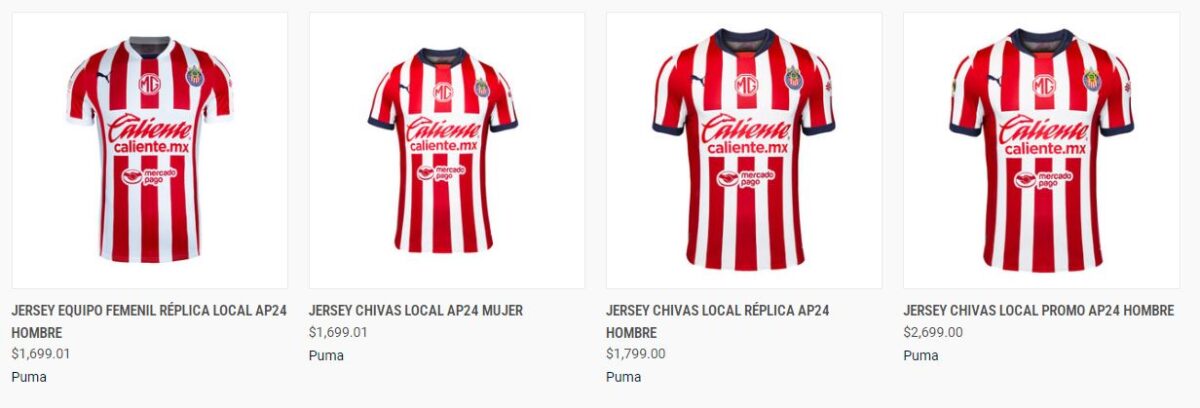 Modelos y precios de Cuánto cuesta el jersey de Chivas del Torneo Apertura 2024