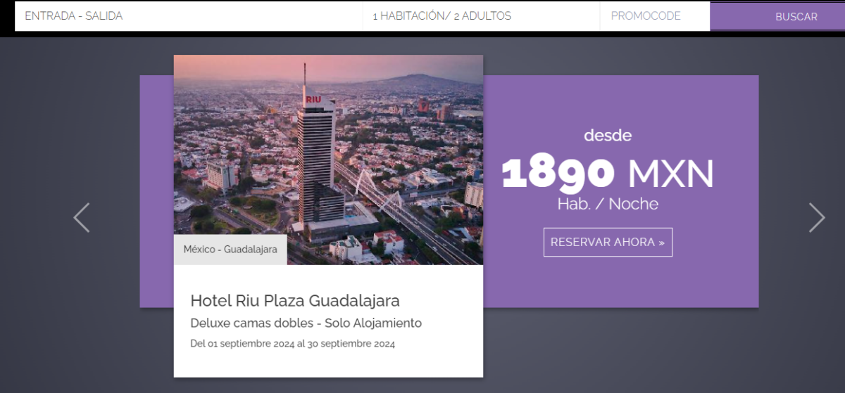 precio de hospedaje en el hotel riu guadalajara