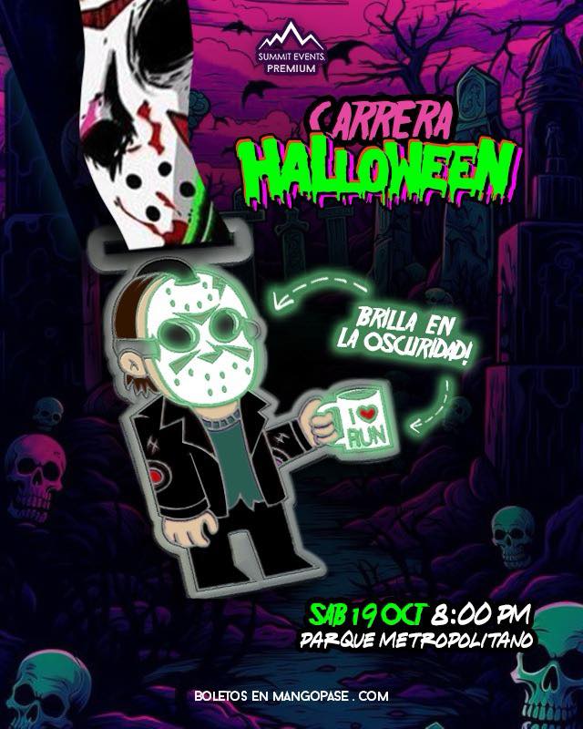 medalla carrera nocturna halloween parque metropolitano 2024 guadalajara