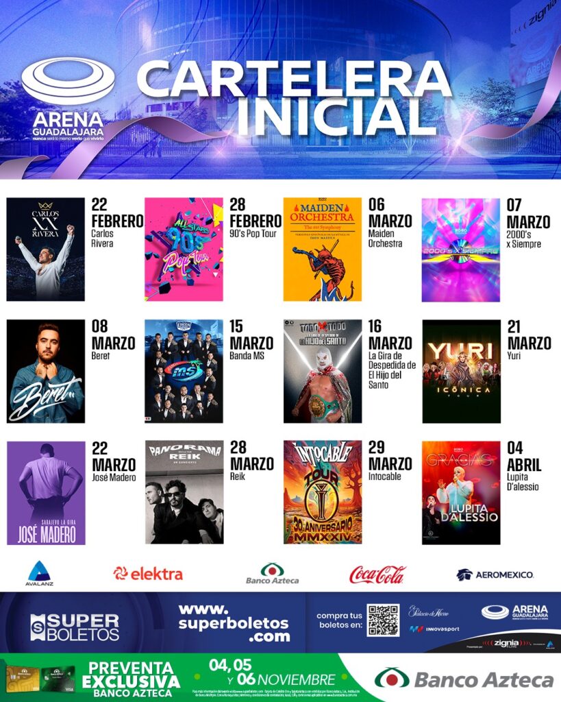 artistas y boletos de arena guadalajara 2025