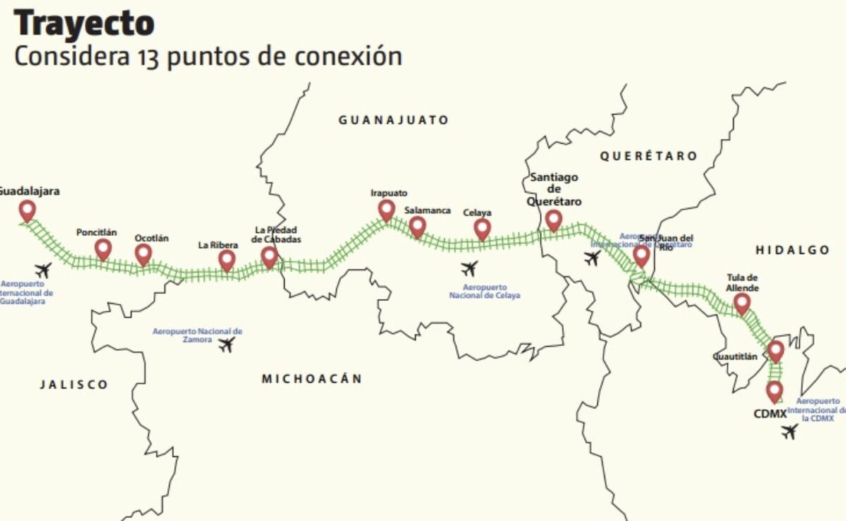 Conoce la ruta del tren México-Guadalajara que iniciará obras este 2025