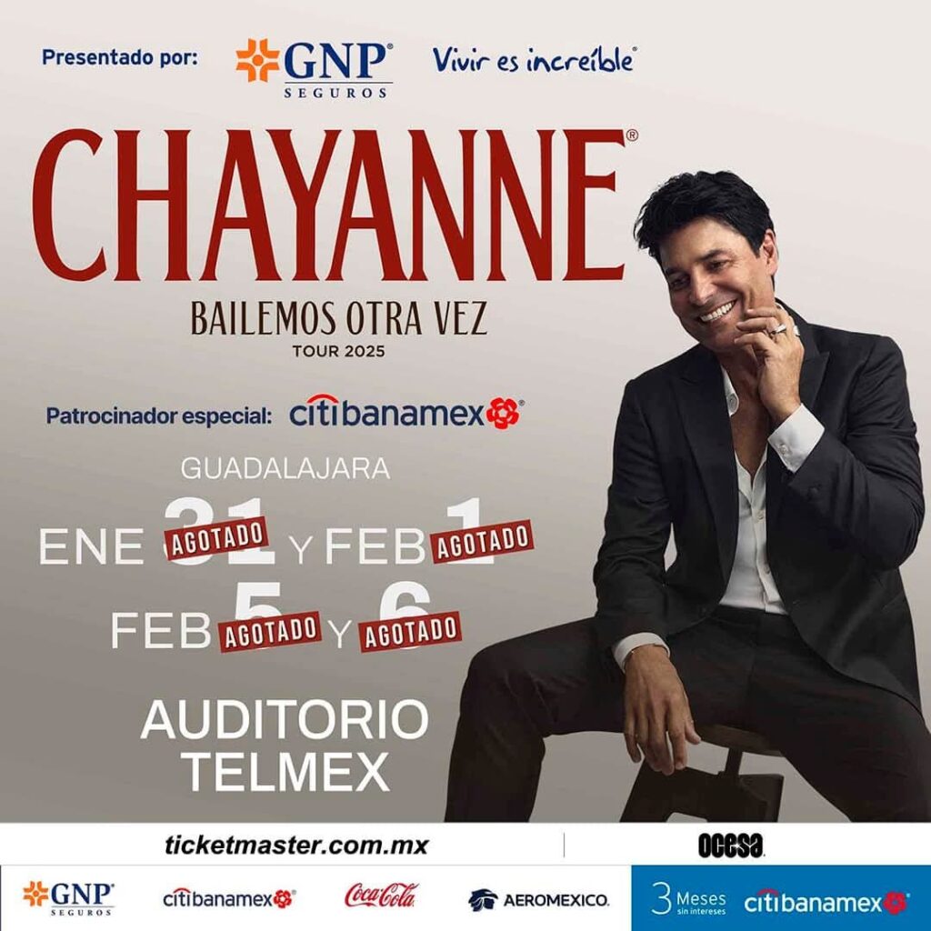 Chayanne tendrá una serie de conciertos en Guadalajara este mes de febrero 2025