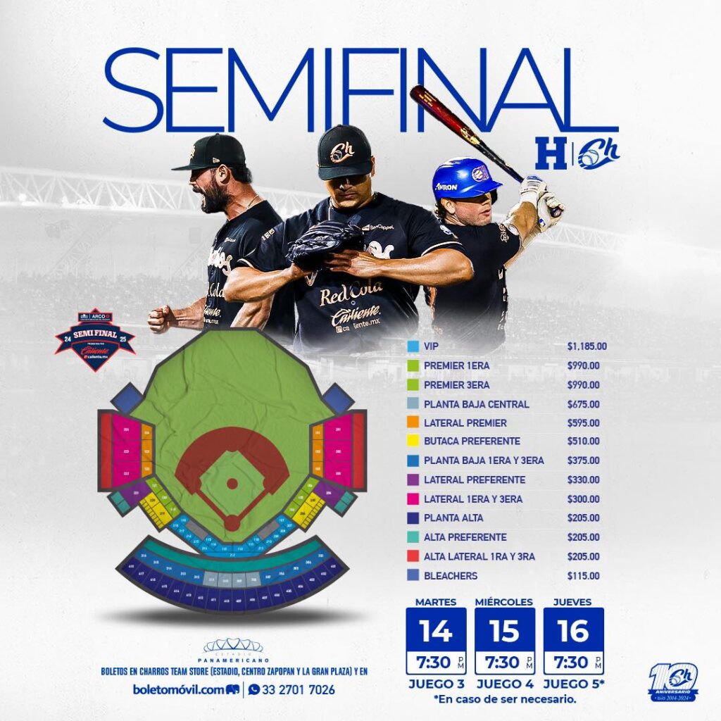 Charros vs Naranjeros boletos semifinal 2025