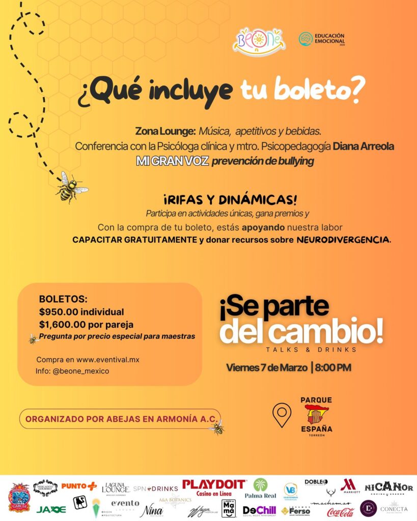 Actividades contempladas con el boleto de acceso a Be The Change, a favor de Be One, en Torreón.