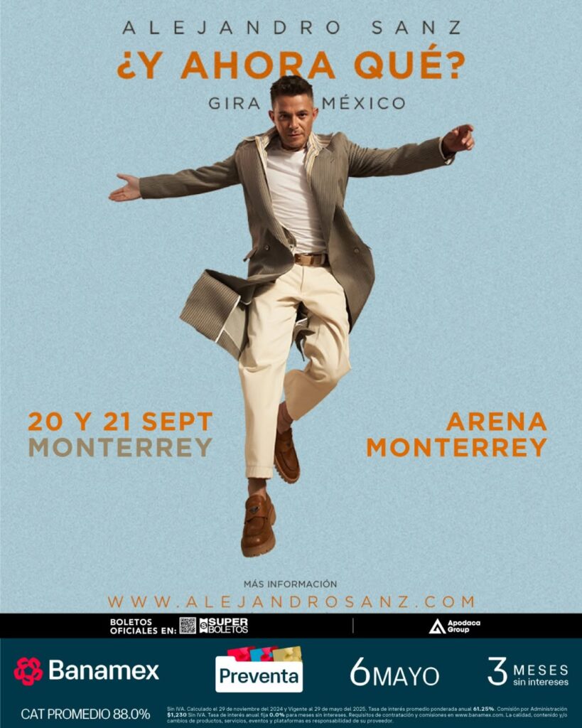 Eventos en Monterrey septiembre 2025: Alejandro Sanz, Brincos Dieras y más espectáculos