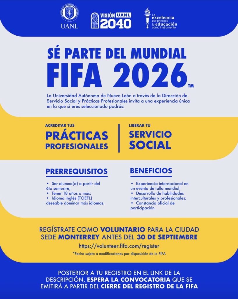 UANL lanza convocatoria para ser voluntario en el Mundial 2026