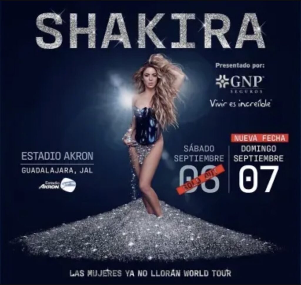 ¿No sabes qué hacer el primer fin de semana  de septiembre en Guadalajara? ¡No te pierdas el concierto de Shakira!