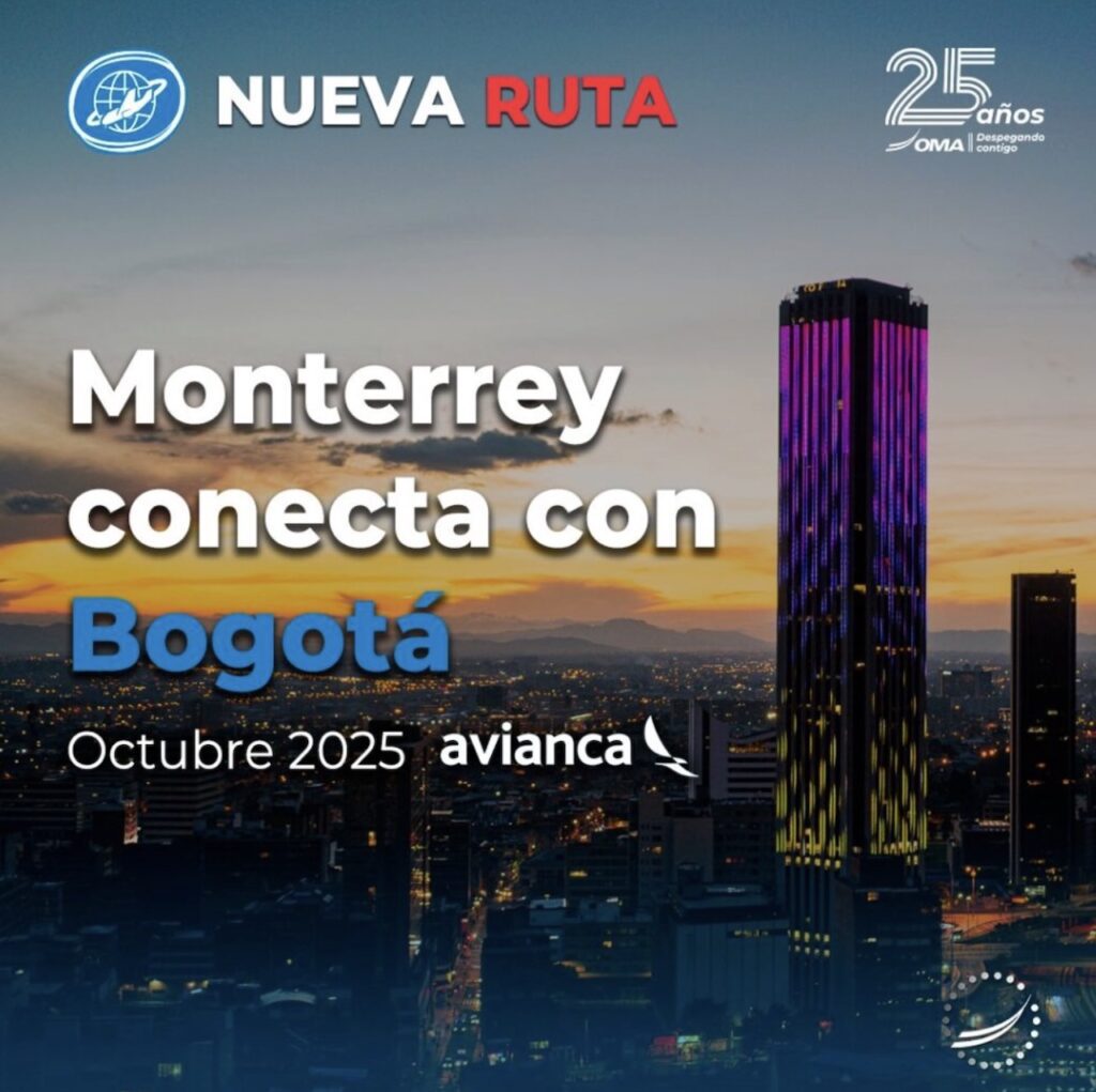 Avianca confirma nueva ruta Monterrey–Bogotá: inicia este octubre