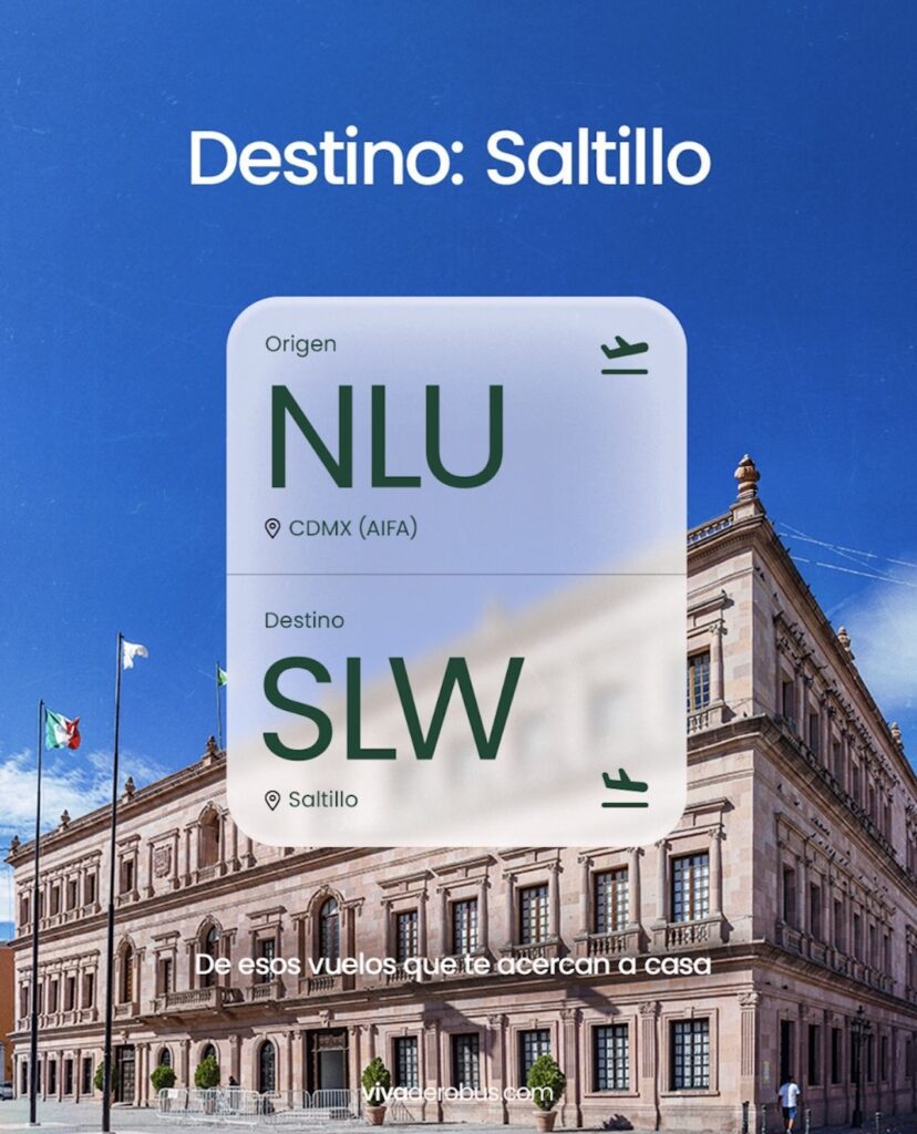 Todo listo para el primer vuelo Saltillo–CDMX con Viva Aerobús