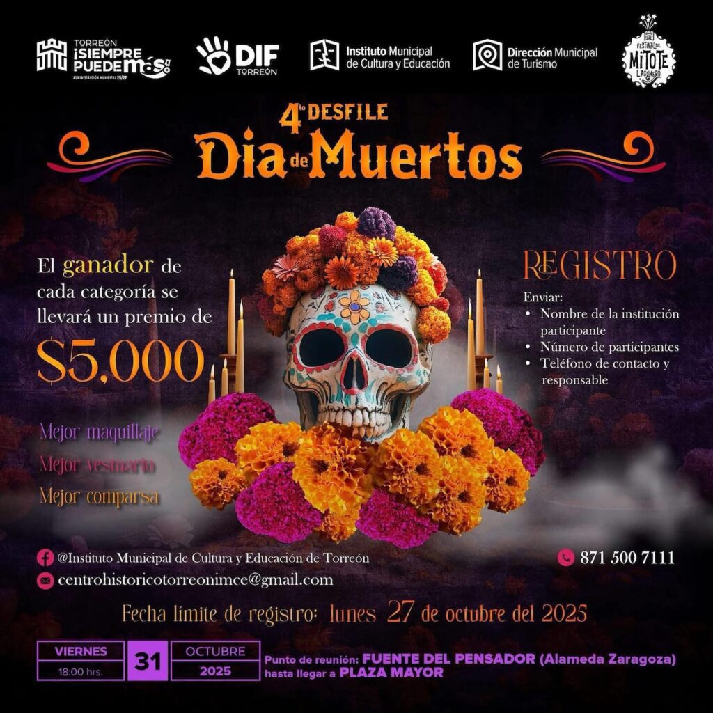 Torreón celebra el Día de Muertos 2025 con un desfile lleno de color: conoce la ruta