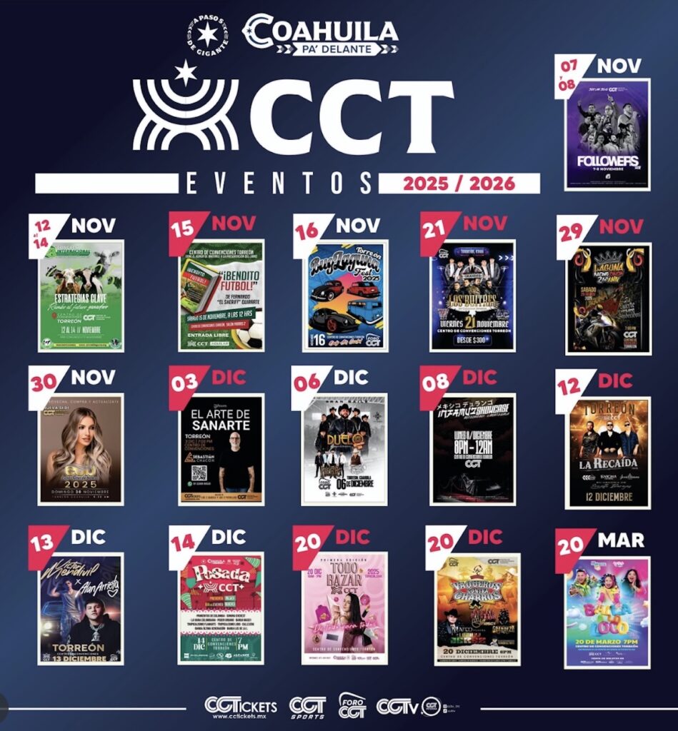 El Centro de Convenciones de Torreón tendrá grandes eventos durante diciembre 2025