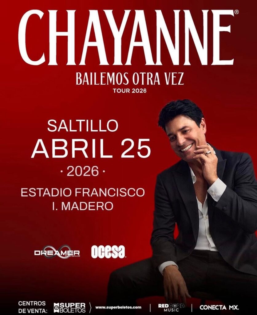 Chayanne se presentará en Saltillo el 25 de abril de 2026