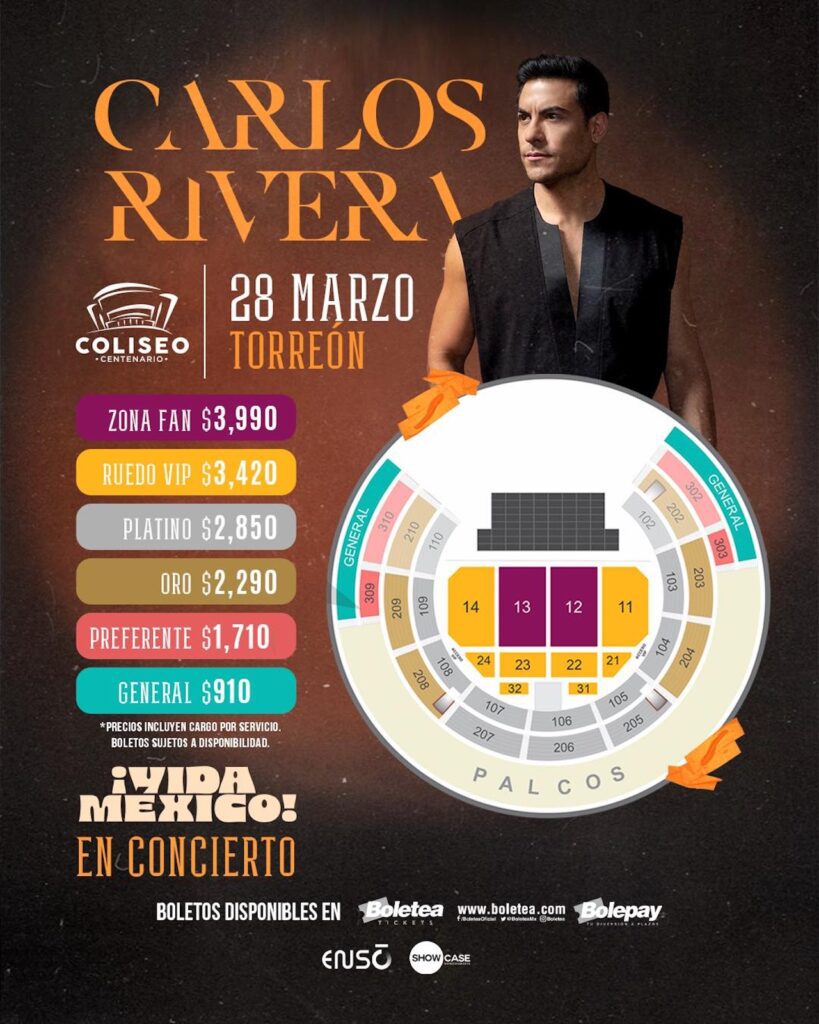 Concierto de Carlos Rivera 2026 en Torreón: Lo que debes saber