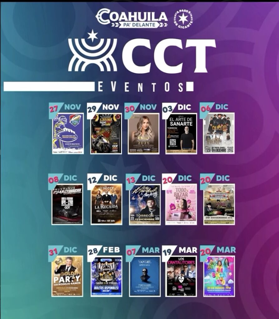 Estos son algunos de los eventos que llegarán al Centro de Convenciones Torreón en 2026
