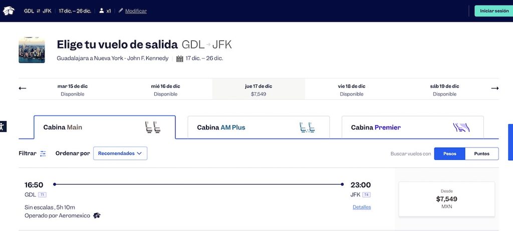 Vuelo directo Guadalajara-Nueva York: Horarios y precios de Aeroméxico