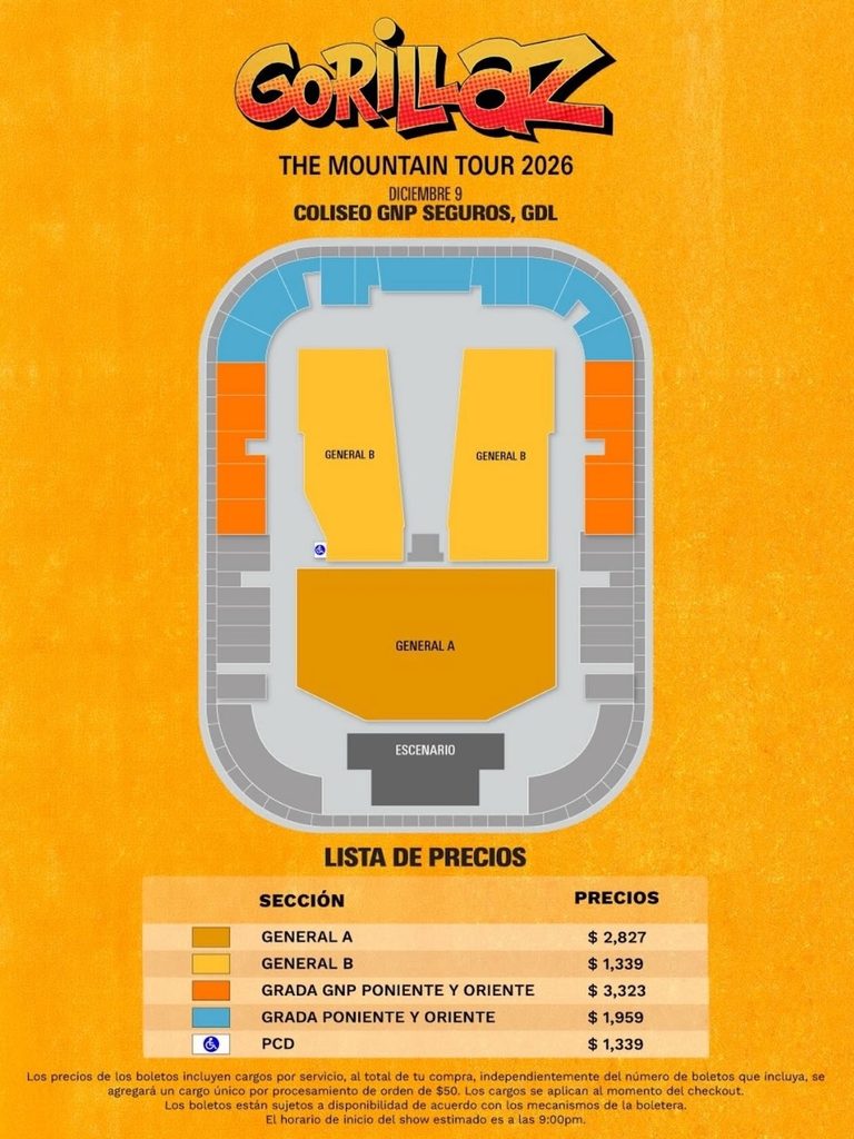 Precios para el concierto de Gorillaz en Guadalajara