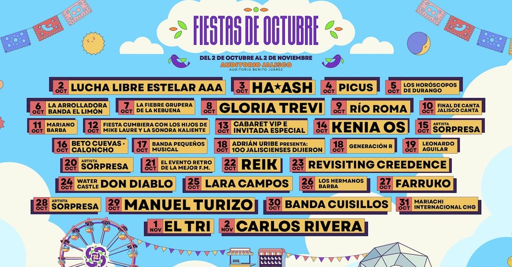 Cartelera Fiestas de Octubre 2026 en Guadalajara