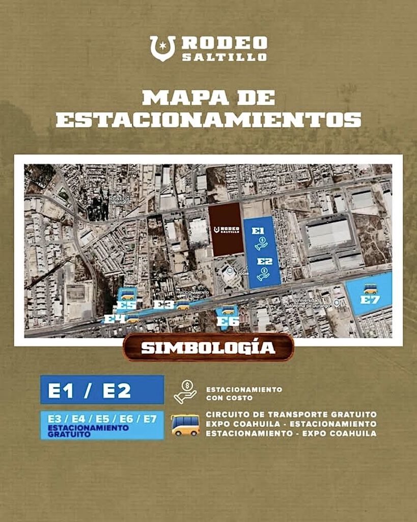 Dónde estacionarse gratis para el Rodeo Saltillo 2026