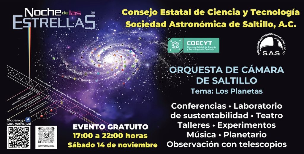 'Noche de las Estrellas' en Saltillo 14 de noviembre: entrada gratis