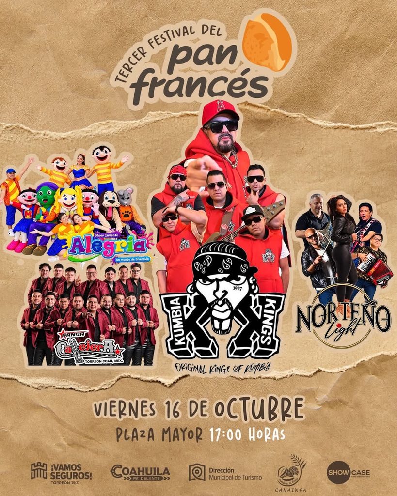 ¿Vas al Festival del Pan Francés en Torreón? Esta es la cartelera oficial del 16 de octubre